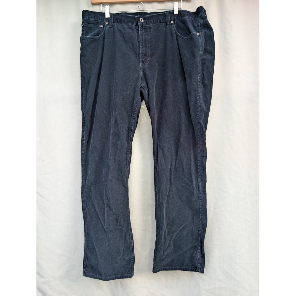 LL Bean Standard Fit Corduroy Pants Mens 44x34 Navy Blue Cotton Cords 291778